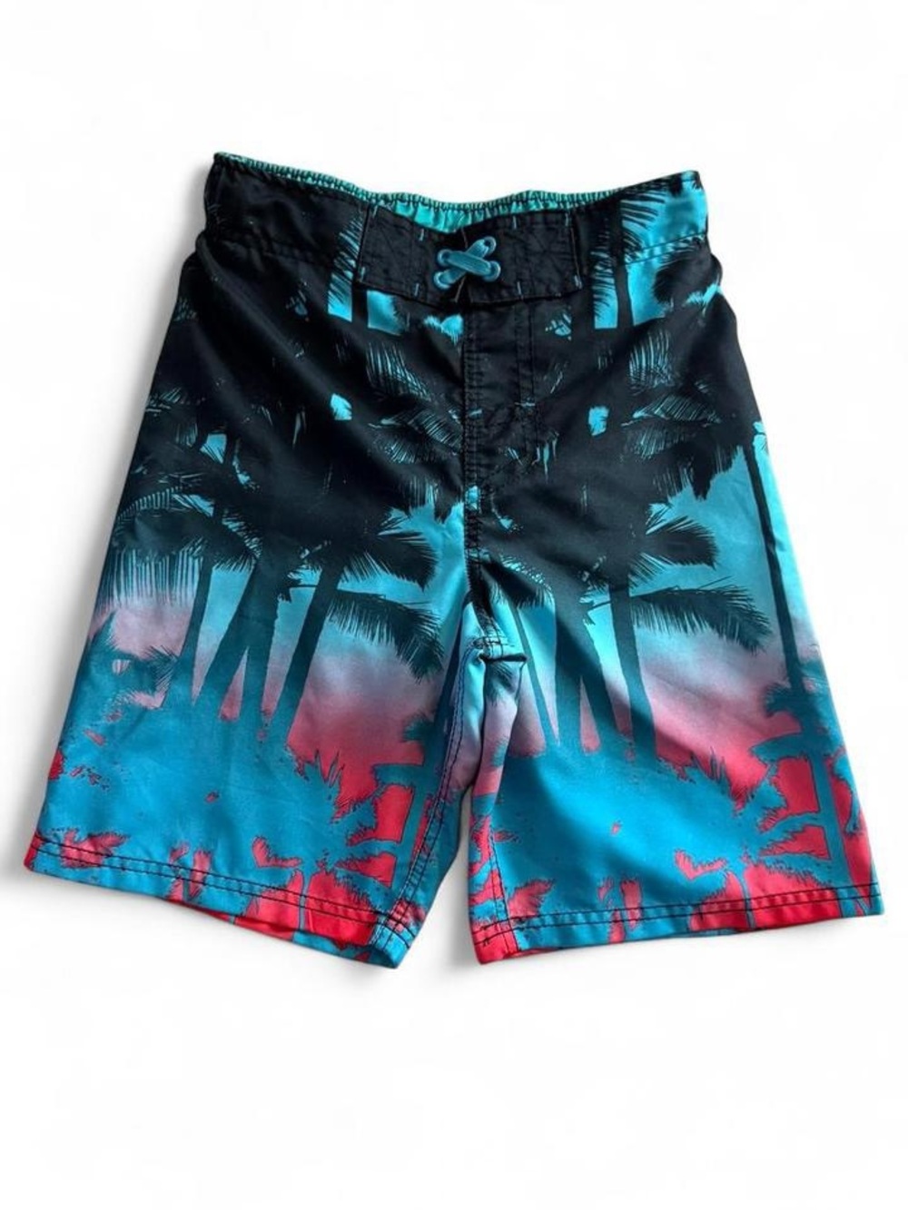 Cherokee Boys Palm Tree Sunset Board Shorts Swim Trunks M 8-10